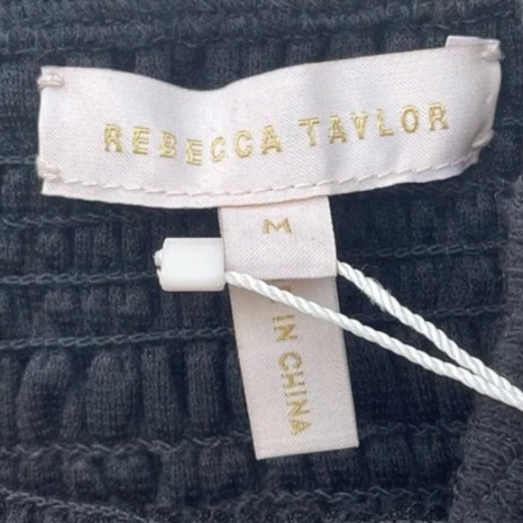 NWT REBECCA TAYLOR Black Tank Crinkle crop top | Medium - smocked cami - Picture 9 of 10